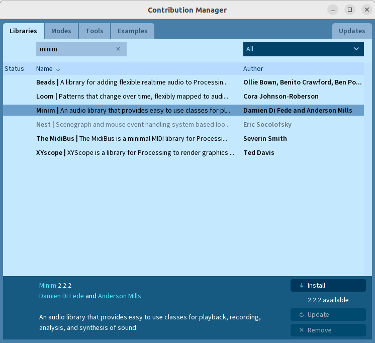 Manage Libraries - Minim